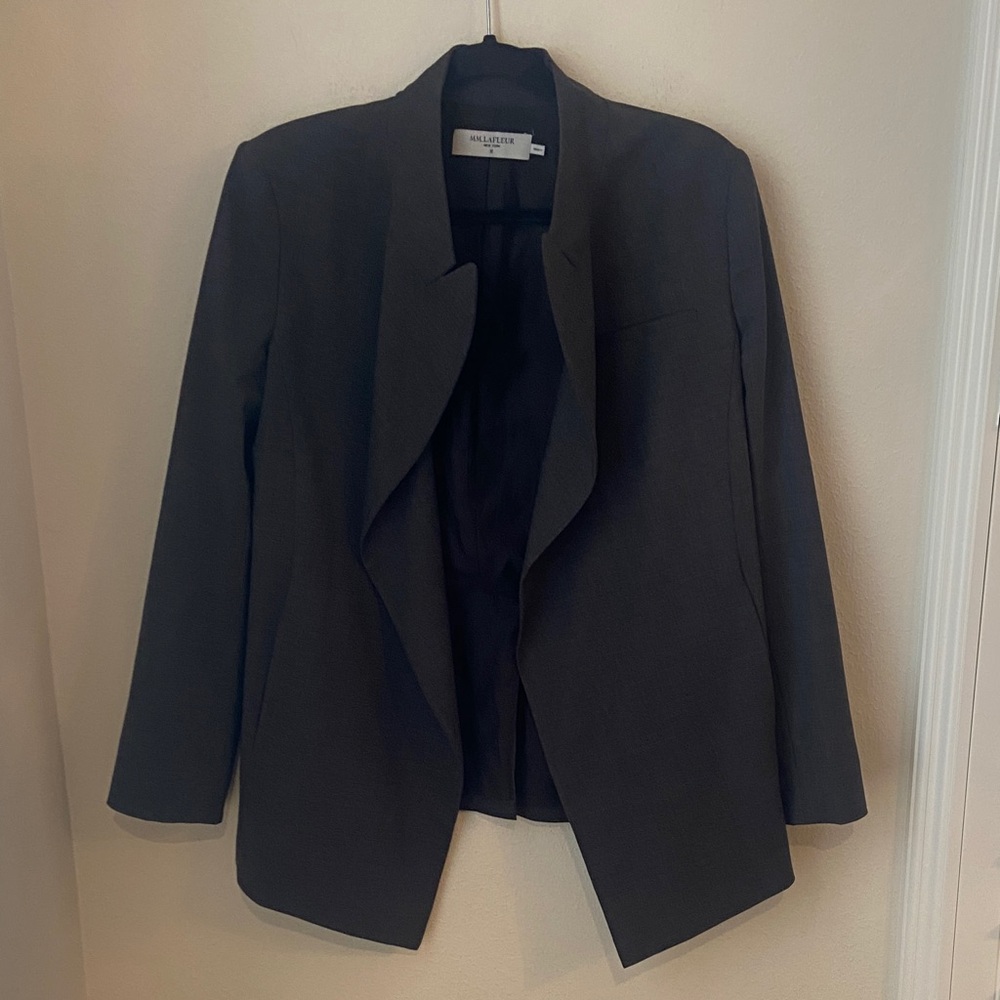 M.M.LaFleur Oliver Jacket Gray Open Front Blazer Size M Wool - Picture 2 of 7